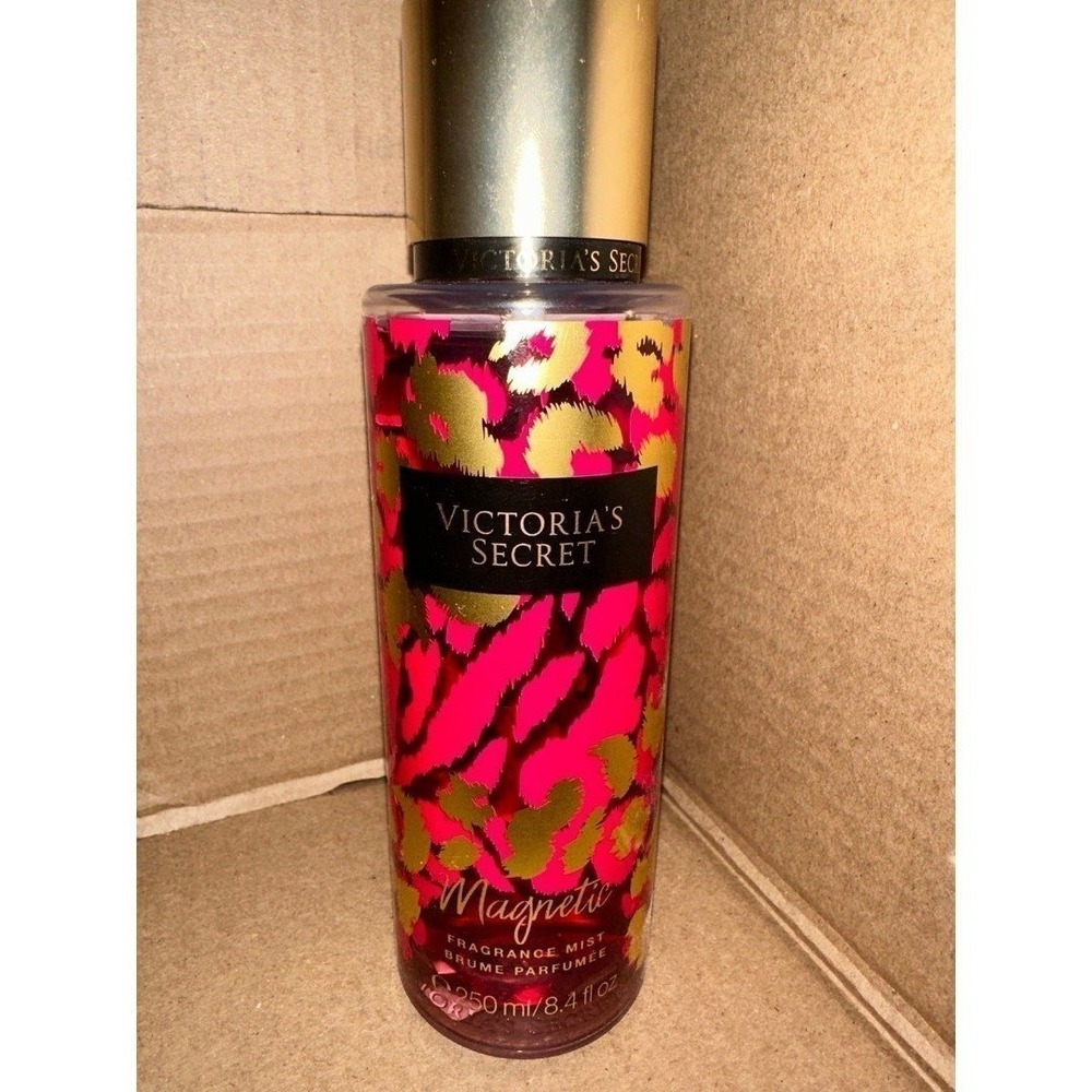 Victoria's Secret Magnetic Fragrance Mist 8.4oz Pink Gold Leopard Print Spray